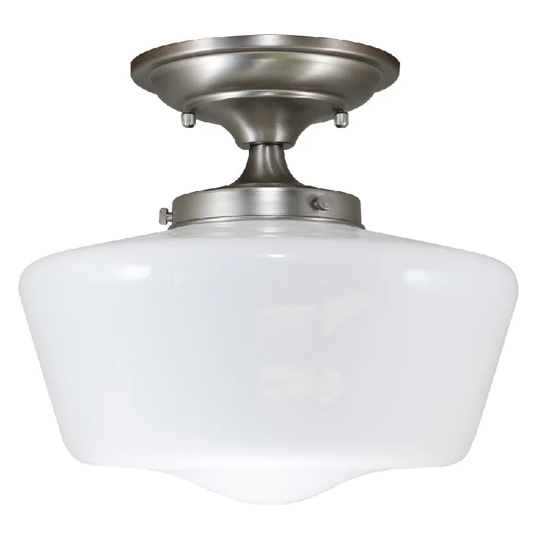 Mercury glass Edison light bulbsSchoolhouse Satin Nickel Finish Fixture