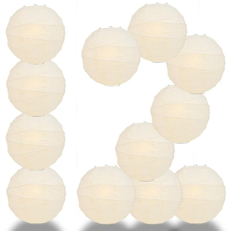 Decorative Edison light bulbs for restaurantsBULK PACK (12) 20" Ivory Round Paper Lantern, Crisscross Ribbing, Chinese Hanging Wedding & Party Decoration