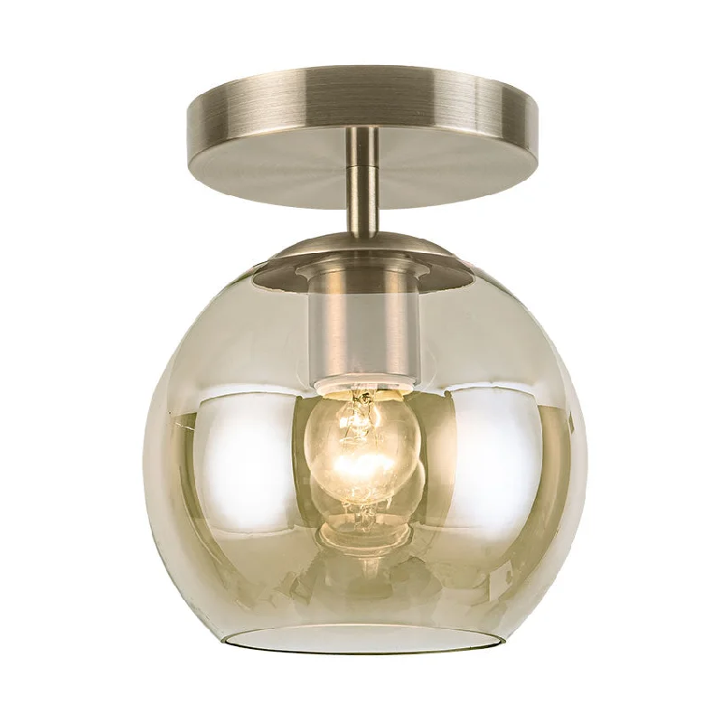 Track lighting for task lighting in workshopsGlobe 1/3Lt Semi Flush Light Antique Brass/Satin Nickel