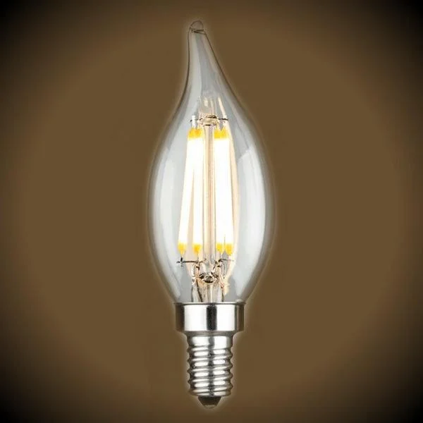 CSA certified Edison light bulbsLED Chandelier Filament Bulb 60-Watt Equivalent CA10 - Clear - 4 Pack