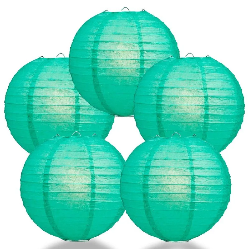 Edison globe light bulbs5-PACK 24" Teal Green Round Paper Lantern, Even Ribbing, Chinese Hanging Wedding & Party Decoration