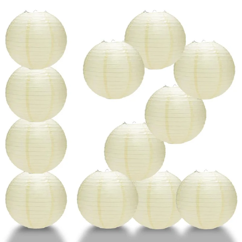 Edison light bulbs for chandeliersBULK PACK (12) 20" Ivory Round Paper Lantern, Even Ribbing, Chinese Hanging Wedding & Party Decoration