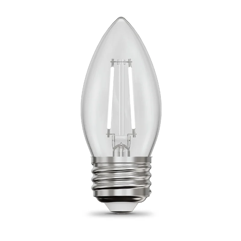 Filament style LED Edison light bulbs5.5W (60W Equivalent) True White (3500K) E26 Base B10 Torpedo Tip White Filament LED Bulb (3-Pack)