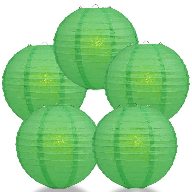 E26 Edison light bulbs with warm glow5-PACK 36" Emerald Green Jumbo Round Paper Lantern, Even Ribbing, Chinese Hanging Wedding & Party Decoration