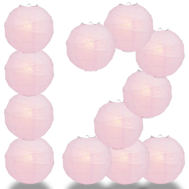 Oval shaped Edison light bulbsBULK PACK (12) 20" Pink Round Paper Lantern, Crisscross Ribbing, Chinese Hanging Wedding & Party Decoration