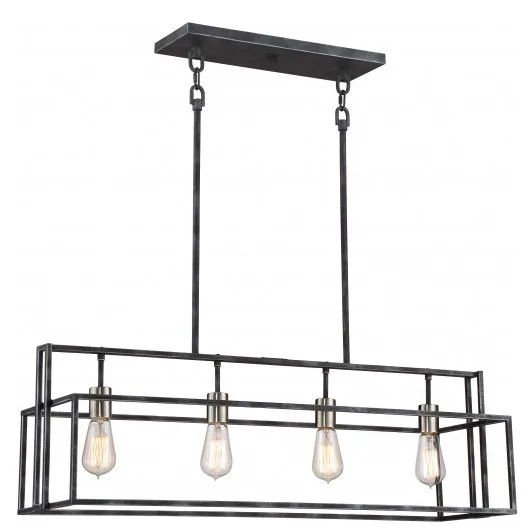 60 watt Edison style light bulbsIron Black with Brushed Nickel 4-Light Island Pendant