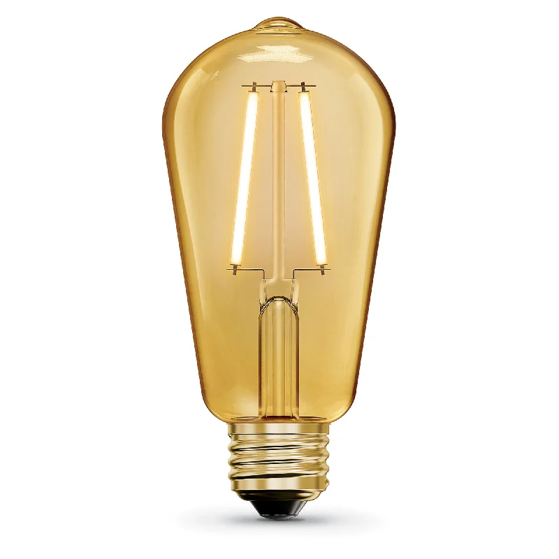 Filament style LED Edison light bulbs5W (40W Replacement) ST19 E26 Amber Glass Vintage Edison LED Light Bulb, Warm Light (4-Pack)