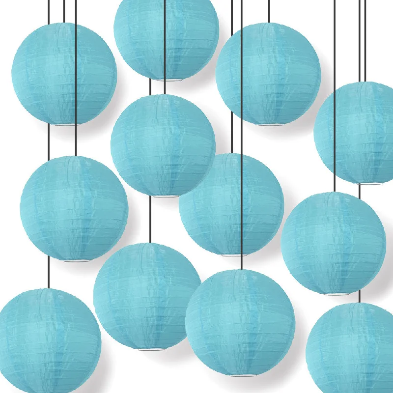 Edison light bulbs for chandeliersBULK PACK (12) 18" Baby Blue Shimmering Nylon Lantern, Even Ribbing, Durable, Hanging