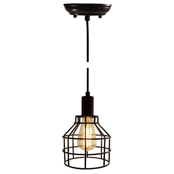 Small size Edison light bulbsNostalgic Industrial Bronze Caged Pendant Light