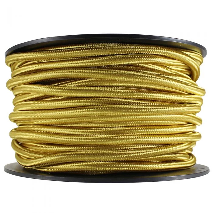 Edison light bulbs for art installations2 conductor gold round cloth covered cord - 100 ft. Spool