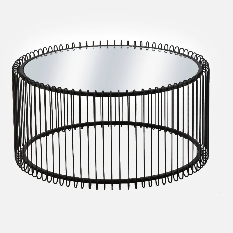 Frosted glass Edison light bulbsBasket Mirror & Metal Coffee Table