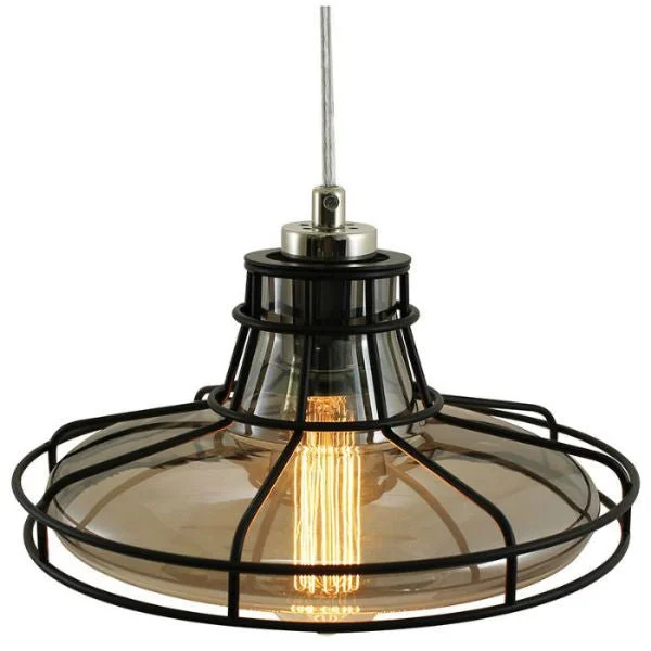 Edison light bulbs for industrial fixturesEdison Pendant Lamp with Smoke Glass and Cage