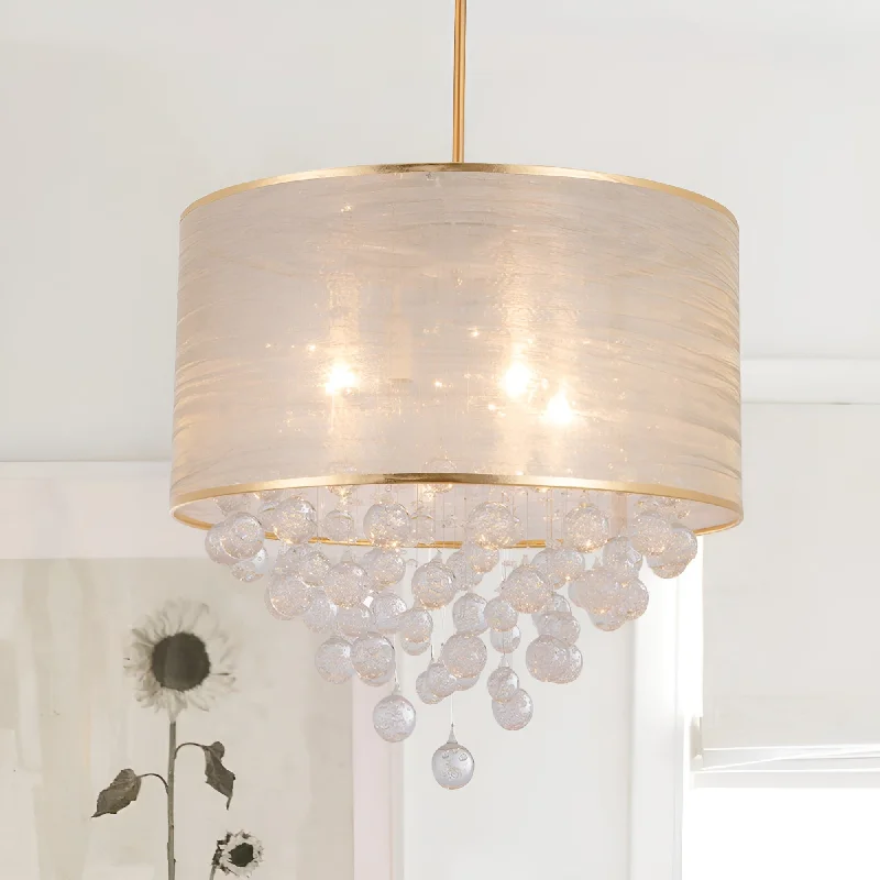 Chandeliers with Adjustable Arms for Directional LightingChandeliers with Adjustable Arms for Directional Lighting4-Light Drum Chandelier with Crystal Bubbles Gold Finish