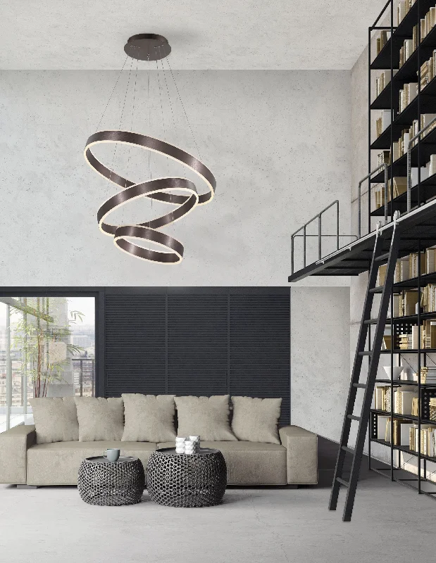 Chandeliers with Pendant Lights for a Stylish LookChandeliers with Pendant Lights for a Stylish LookAdor Triple Bronze Hoop Dimmable LED Pendant - ID 8613