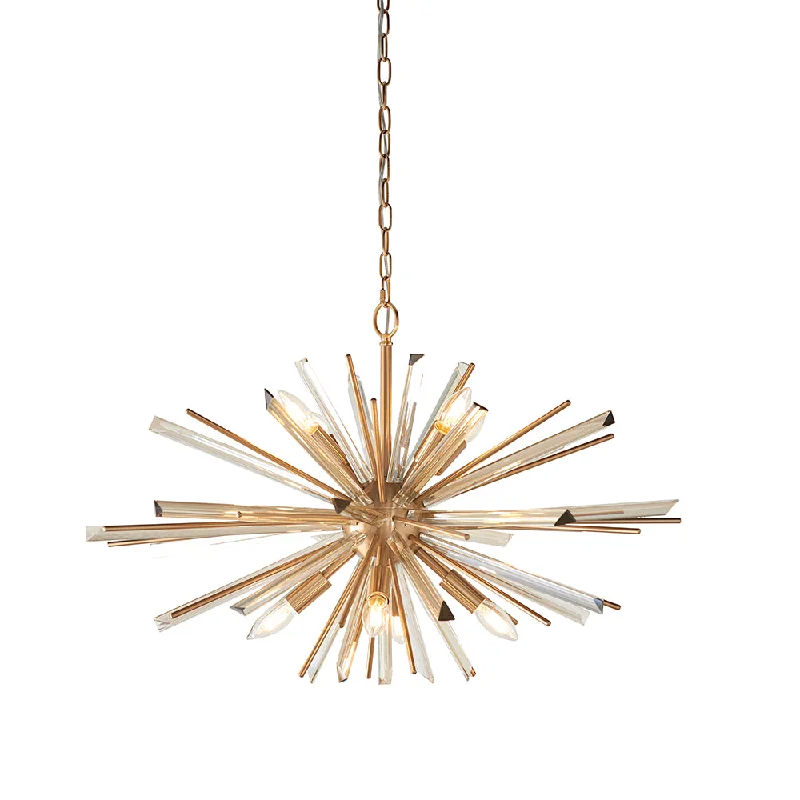 Chandeliers with Colored Glass for a Splash of ColorChandeliers with Colored Glass for a Splash of ColorAntique Brass & Champagne Tint Cut Glass Large Pendant - ID 11135