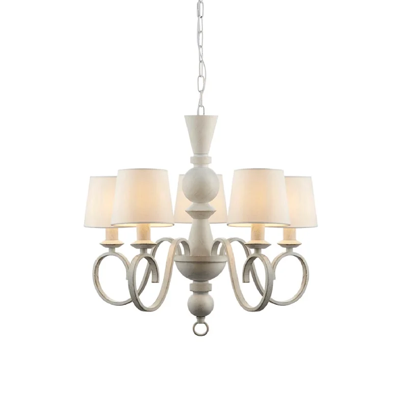 Chandeliers for Low Ceilings to Avoid OvercrowdingChandeliers for Low Ceilings to Avoid OvercrowdingDistressed White 5 Light Pendant - ID 12522