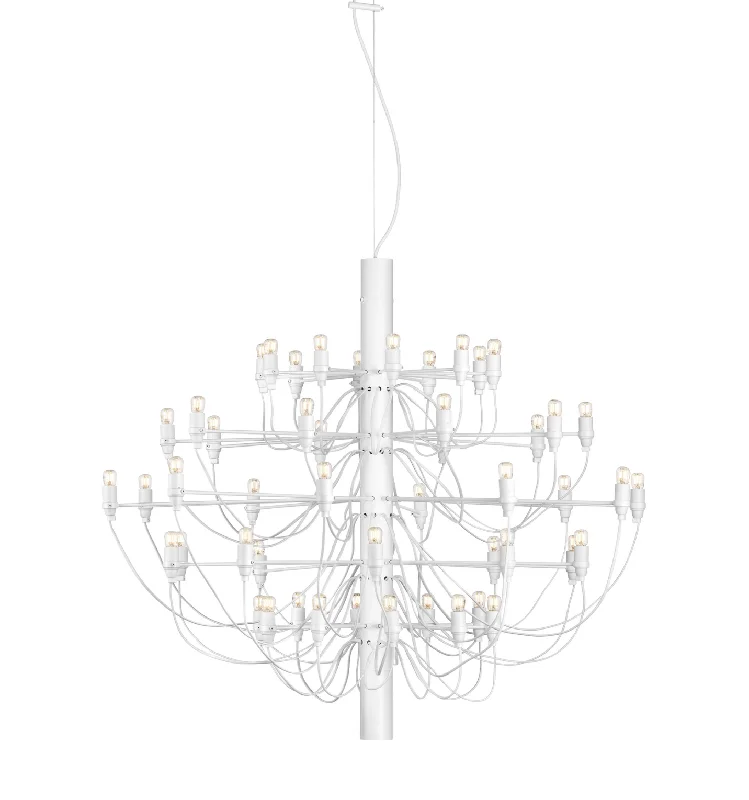 Chandeliers for High Ceilings to Fill Vertical SpaceChandeliers for High Ceilings to Fill Vertical SpaceFLOS 2097/50 Suspension In White With Clear LED Bulbs Included - ID 12666