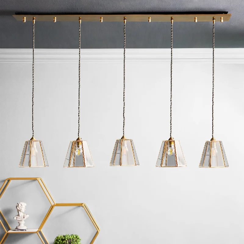 Chandeliers with Frosted Glass for a Softer Light DiffusionChandeliers with Frosted Glass for a Softer Light DiffusionLarger Plateau ceiling fitting in antiqued brass