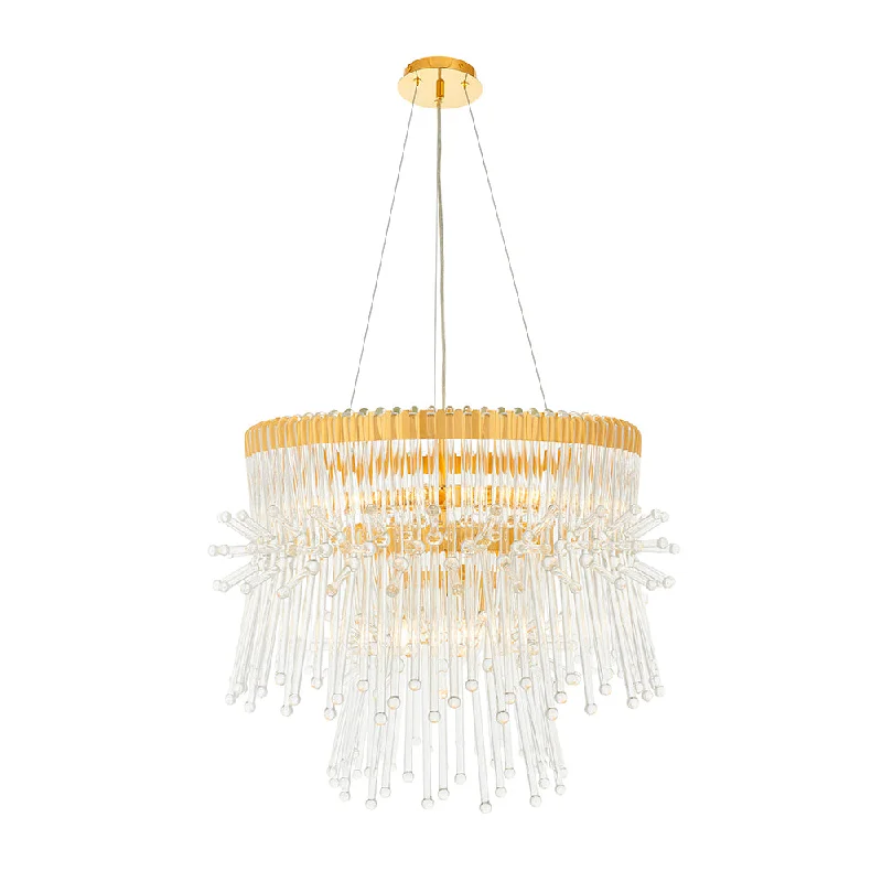 LED Chandeliers for Energy - Efficient LightingLED Chandeliers for Energy - Efficient LightingMulti Layered Pendant With Glass Rods & Gold Finish Metalwork - ID 11132