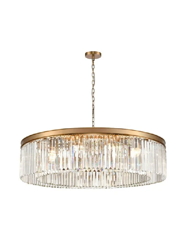 Small Chandeliers for Compact RoomsSmall Chandeliers for Compact RoomsPERO Circular Large 100cm Brushed Brass Metal & Crystal Pendant - ID 11509