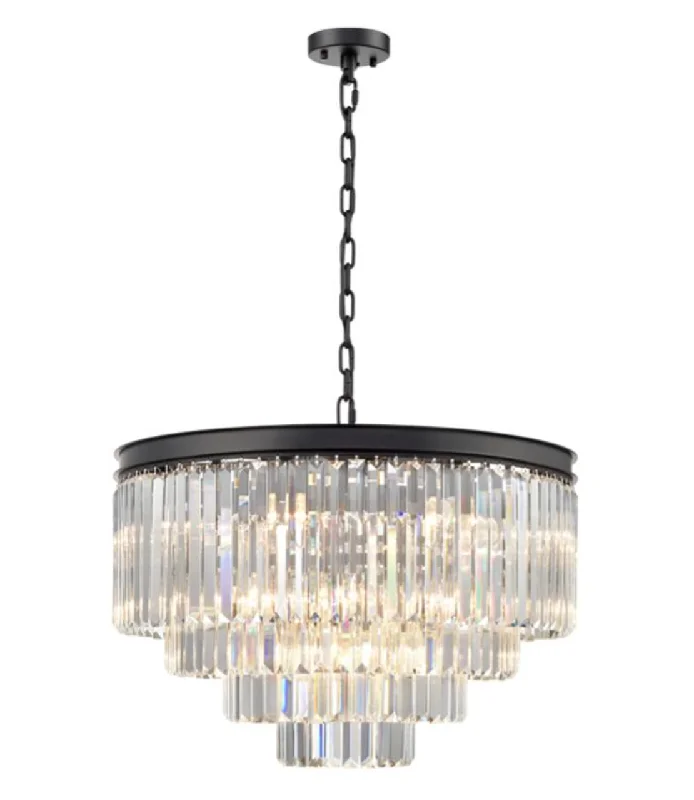 Chandeliers with Dimmable Lights for Ambiance ControlChandeliers with Dimmable Lights for Ambiance ControlPERO Circular Tiered Small 65cm Black Metal & Crystal Pendant - ID 11591