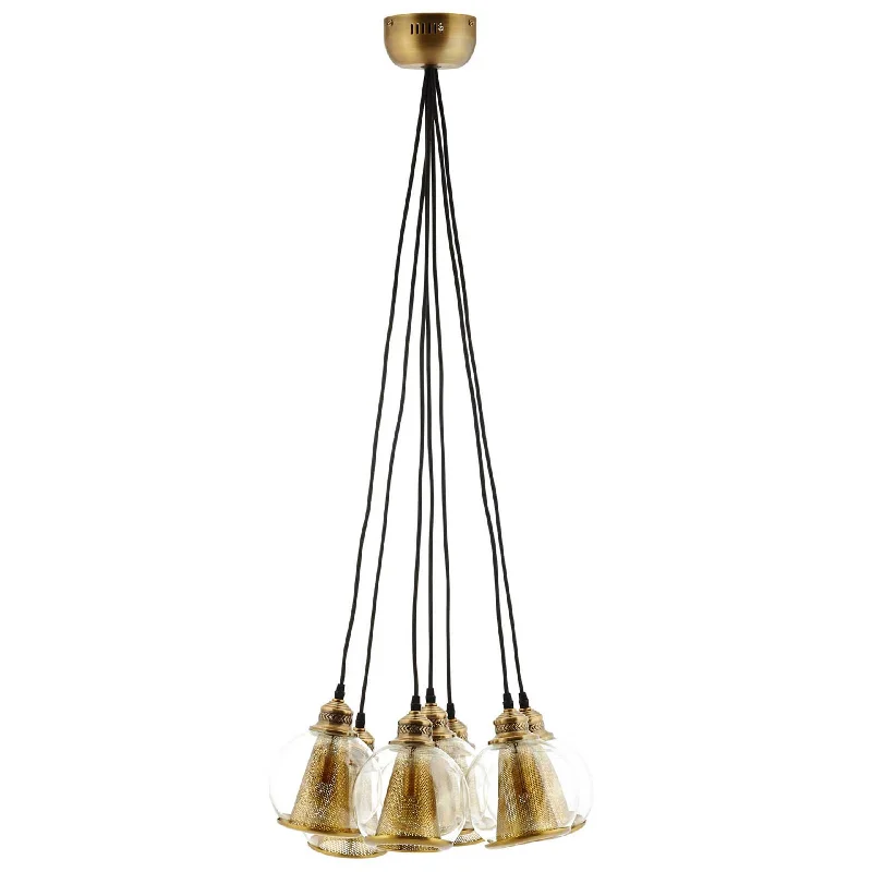 Chandeliers with Metal Frames in Bronze FinishChandeliers with Metal Frames in Bronze FinishPhillip 7 Cone Chandelier Brass Gold/Black