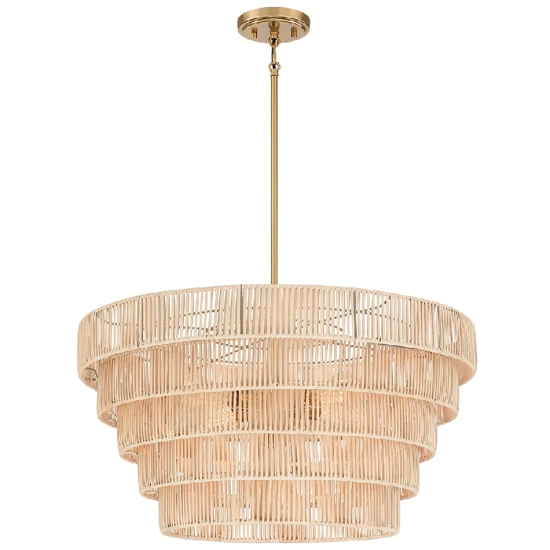 Rustic Wood Chandeliers for Country - Style HousesRustic Wood Chandeliers for Country - Style HousesPiersan 5-Light Modern Bohemian Chandelier with Tiered Rattan Shade - 26 in. W