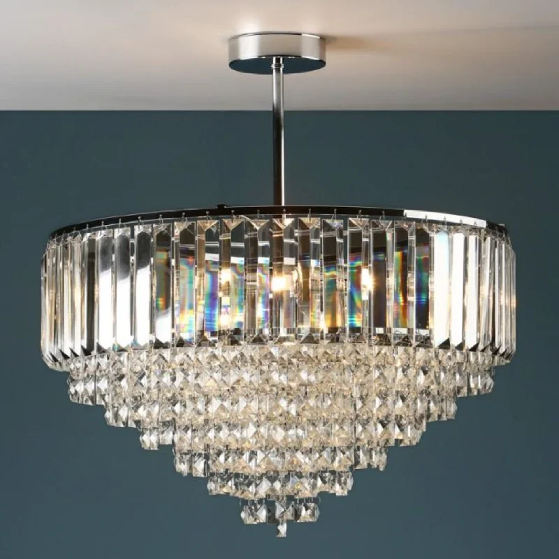 Ceiling - Mounted Chandeliers for Standard CeilingsCeiling - Mounted Chandeliers for Standard CeilingsLaura Ashley Vienna, Semi Flush Crystal Ceiling Light, Chrome (Medium) - ID 11546