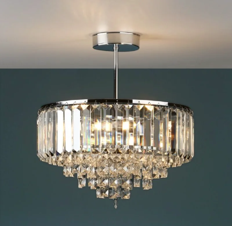 Mid - Century Modern Chandeliers for Vintage AppealMid - Century Modern Chandeliers for Vintage AppealLaura Ashley Vienna, Semi Flush Crystal Ceiling Light, Chrome (Small) - ID 11337