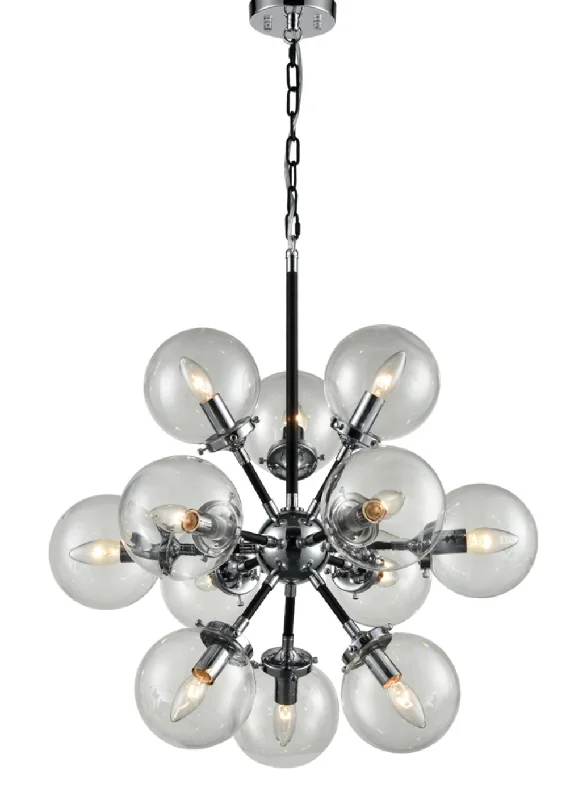 Large Chandeliers for Grand Halls and FoyersLarge Chandeliers for Grand Halls and FoyersReay 12 Light Glass Sphere Chandelier Black & Chrome - ID 11870