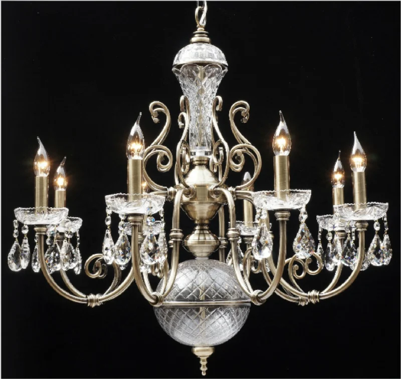 Chandeliers with Candle - Style Bulbs for a Classic AestheticChandeliers with Candle - Style Bulbs for a Classic AestheticREM 8 Arm Antique Brass Chandelier With Glass & Crystal Detail - ID 11512