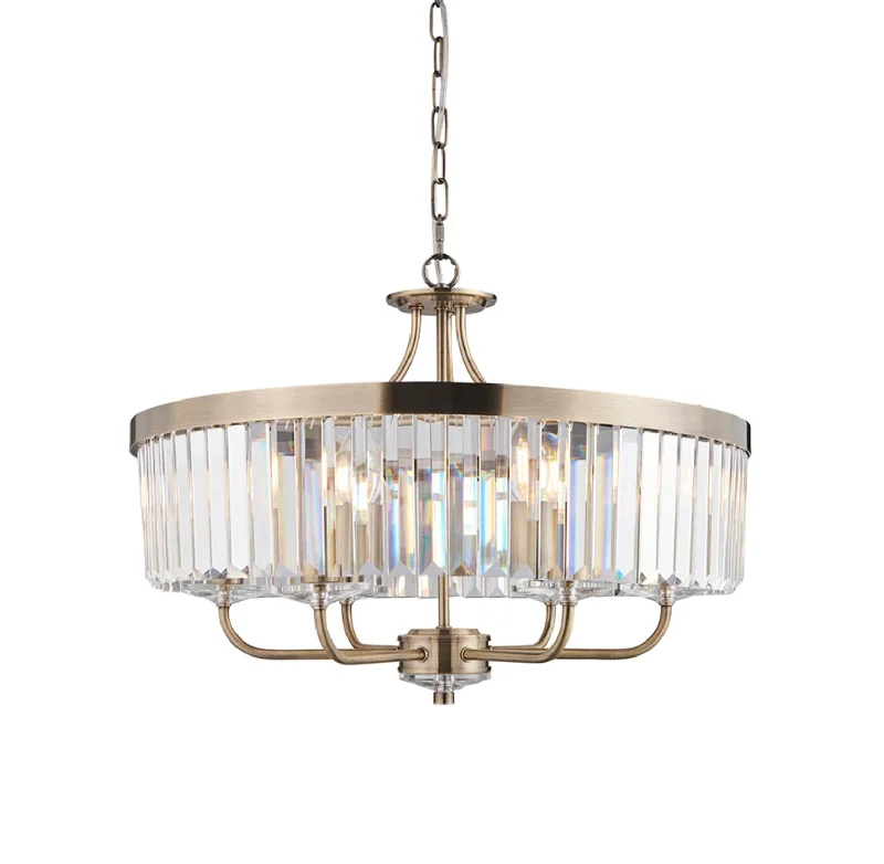 Chandeliers with Frosted Glass for a Softer Light DiffusionChandeliers with Frosted Glass for a Softer Light DiffusionRound Antique Chandelier, Brass And Clear Cut Glass - ID 12518