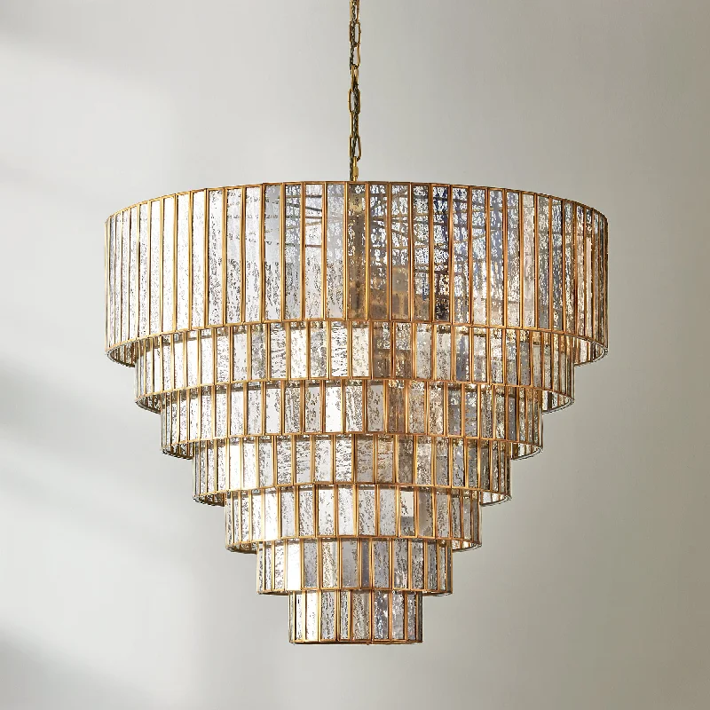 Rustic Wood Chandeliers for Country - Style HousesRustic Wood Chandeliers for Country - Style HousesSeven tiered Galactica chandelier in mercurised glass