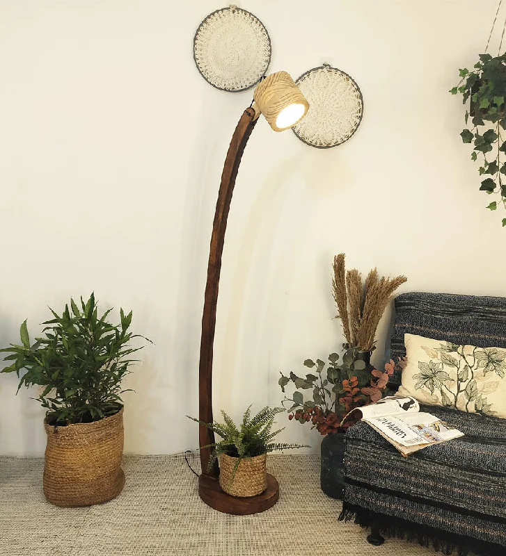 Wood Floor Lamp with Natural Grain for a Warm and Organic FeelWood Floor Lamp with Natural Grain for a Warm and Organic FeelAlice Wooden Floor Lamp with Brown Base