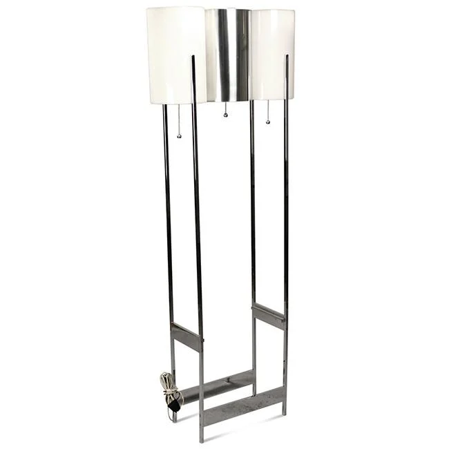  Way Switch Floor Lamp for Multiple Light Intensity LevelsChrome and White Acrylic Cylinder Shades Floor Lamp