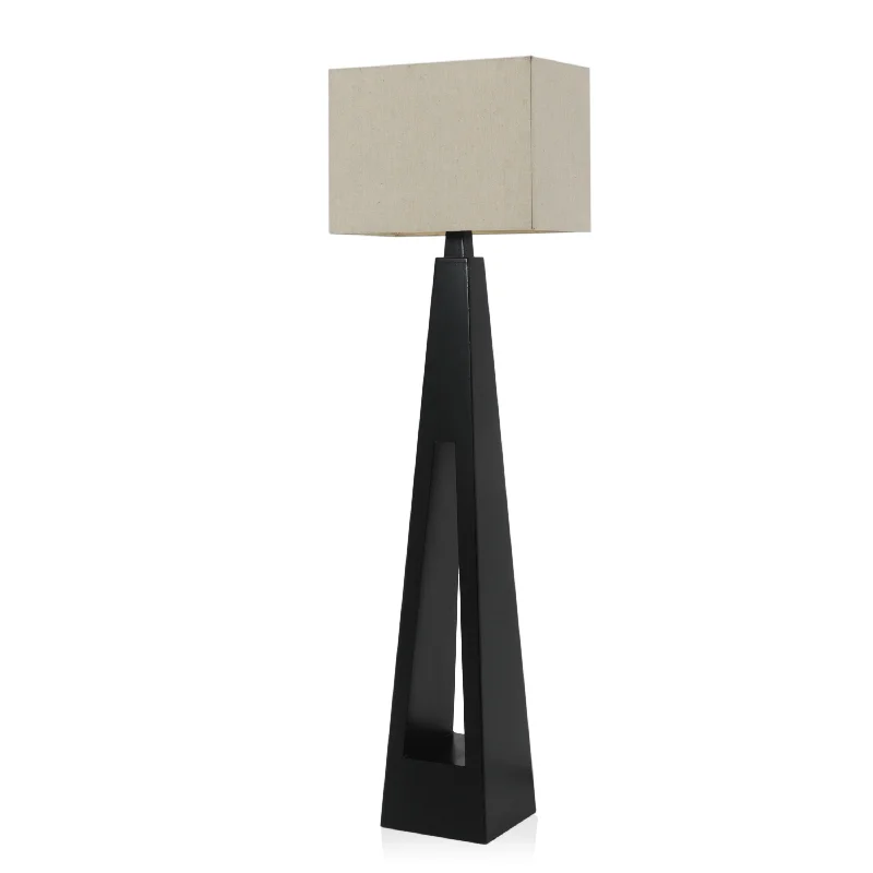 Wood Floor Lamp with Natural Grain for a Warm and Organic FeelWood Floor Lamp with Natural Grain for a Warm and Organic FeelBlack Hollow Column Floor Lamp