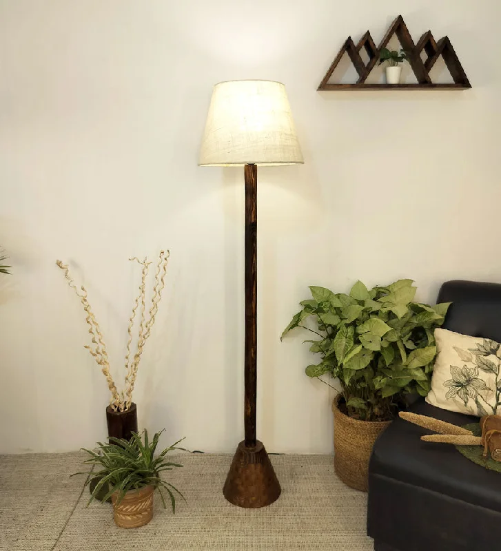 Industrial Style Floor Lamp with Exposed Bulbs for Loft ApartmentsIndustrial Style Floor Lamp with Exposed Bulbs for Loft ApartmentsBrice Wooden Floor Lamp with Brown Base and Jute Fabric Lampshade