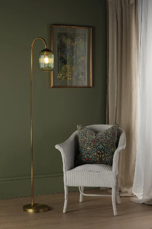  Way Switch Floor Lamp for Multiple Light Intensity Levels Way Switch Floor Lamp for Multiple Light Intensity LevelsDar Idra Floor Lamp Aged Bronze and Green Ribbed Glass