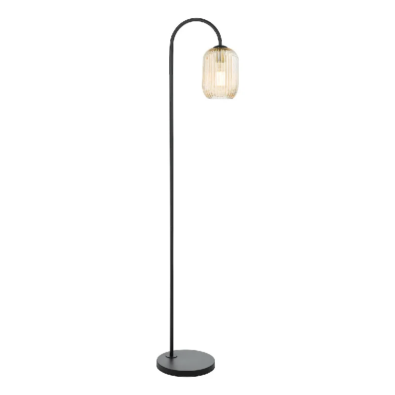 Fabric Floor Lamp with a Linen Shade for a Relaxed AestheticFabric Floor Lamp with a Linen Shade for a Relaxed AestheticDar Idra Floor Lamp Matt Black and Champagne Ribbed Glass