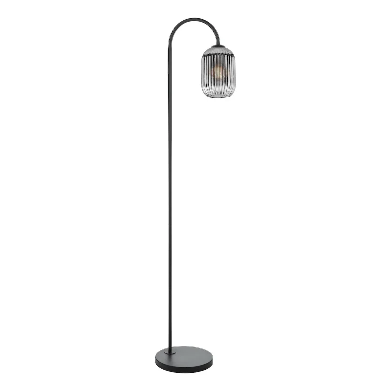  Way Switch Floor Lamp for Multiple Light Intensity Levels Way Switch Floor Lamp for Multiple Light Intensity LevelsDar Idra Floor Lamp Matt Black and Smoked Ribbed Glass