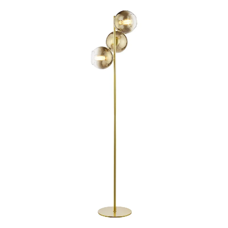 Fabric Floor Lamp with a Linen Shade for a Relaxed AestheticFabric Floor Lamp with a Linen Shade for a Relaxed AestheticDar Lycia 3 Light Floor Lamp Satin Gold and Gold Ombre Glass