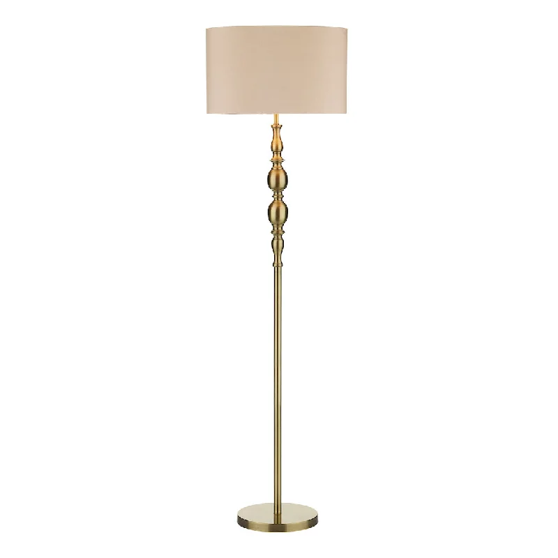 Wood Floor Lamp with Natural Grain for a Warm and Organic FeelWood Floor Lamp with Natural Grain for a Warm and Organic FeelDar Madrid Floor Lamp Antique Brass With Shade