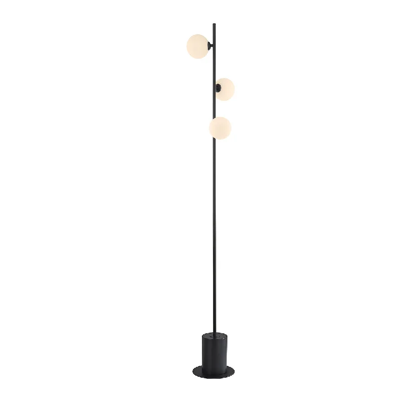 Glass Floor Lamp with Frosted Shades for Soft Diffused LightGlass Floor Lamp with Frosted Shades for Soft Diffused LightDar Spiral 3 Light Floor Lamp Matt Black & Opal Glass