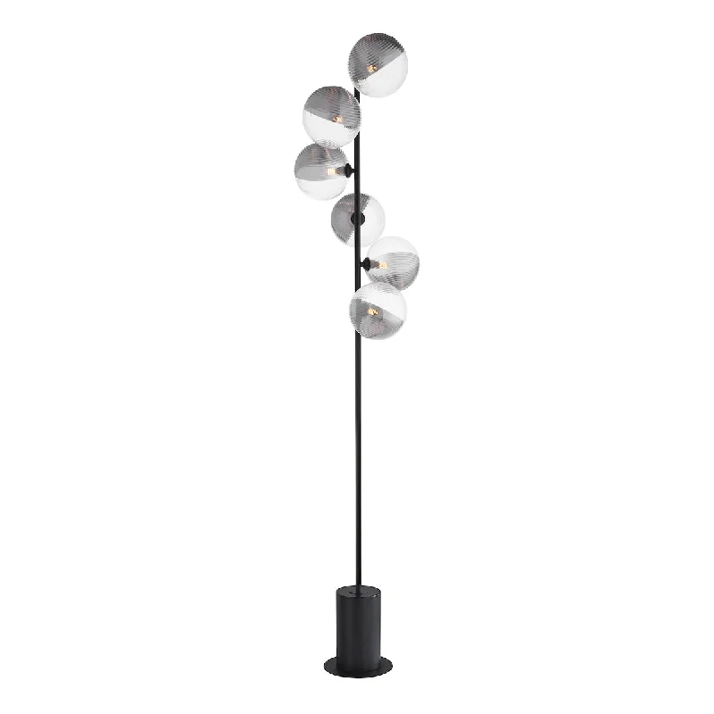 Metal Floor Lamp with a Matte Black Finish for a Sleek LookMetal Floor Lamp with a Matte Black Finish for a Sleek LookDar Spiral 6 Light Floor Lamp Matt Black & Smoked/Clear Ribbed Glass