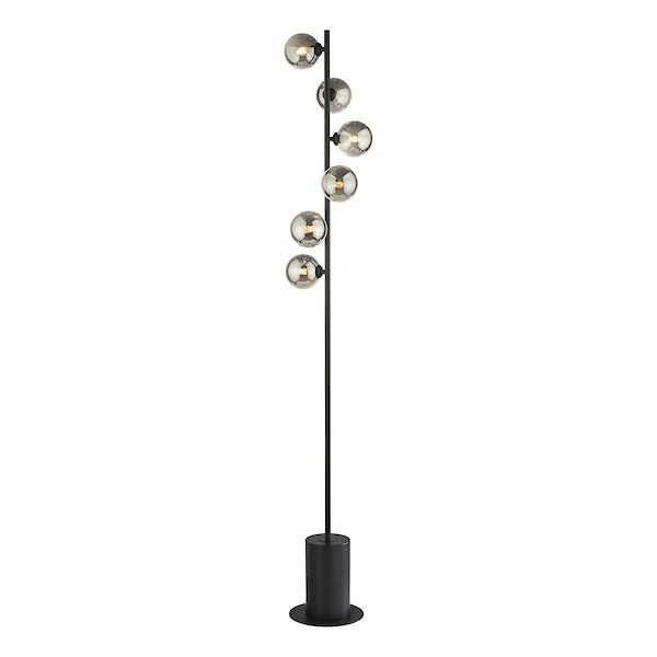 Bohemian Inspired Floor Lamp for Eclectic Home DecorBohemian Inspired Floor Lamp for Eclectic Home DecorDar Spiral Floor Lamp Black with Smoked Shades