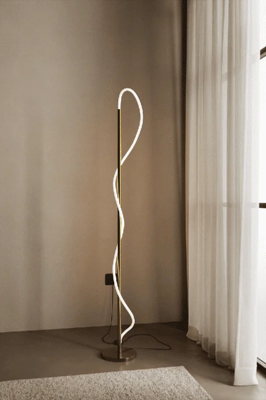 Marble Base Floor Lamp for a Touch of LuxuryGolden Spiral Led Floor Lamp