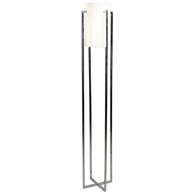 Glass Floor Lamp with Frosted Shades for Soft Diffused LightChrome Thin Rectangular Floor Lamp