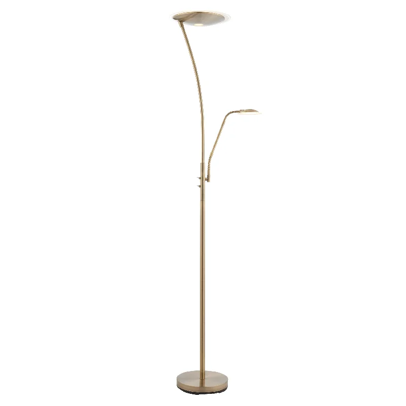  Way Switch Floor Lamp for Multiple Light Intensity Levels Way Switch Floor Lamp for Multiple Light Intensity LevelsLiguria 2Lt Indoor Floor Lamp In Antique Brass Plate & Frosted Plastic Finish