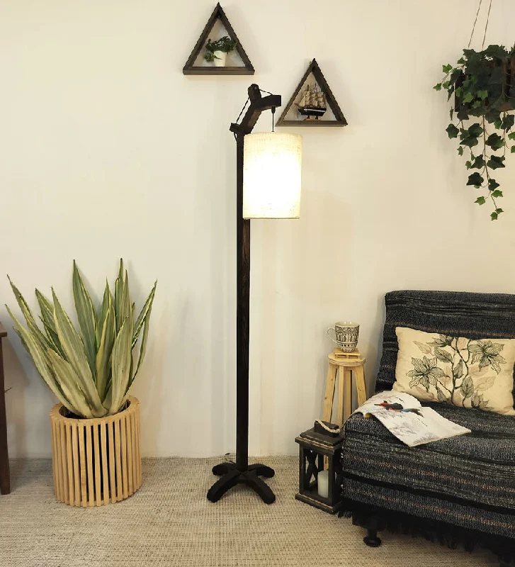 Metal Floor Lamp with a Matte Black Finish for a Sleek LookMetal Floor Lamp with a Matte Black Finish for a Sleek LookLeo Wooden Floor Lamp with Brown Base and Jute Fabric Lampshade