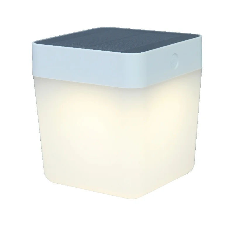 Wood Floor Lamp with Natural Grain for a Warm and Organic FeelLutec Table Cube Outdoor LED Portable Solar Light In White